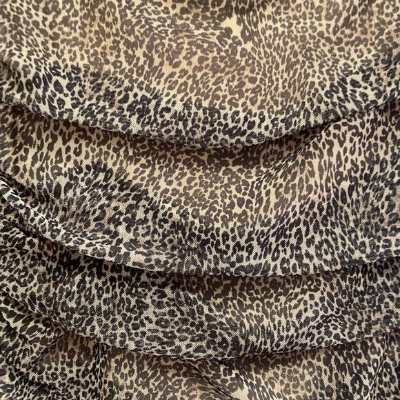 ANTHROPOLOGIE Brown & Cream Leopard Print Off the Shoulder Shirred Mesh … - Picture 7 of 8
